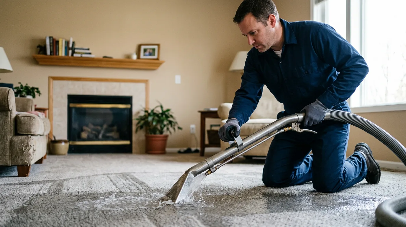 Water damage restoration technician working near Edinburg, TX